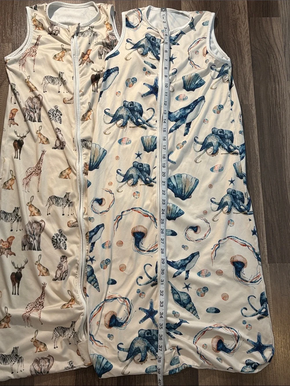 2-Pack Baby Sleep Sacks - Ocean & Safari Prints in Cream and Blue